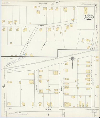 Sanborn Fire Insurance Map from Old Forge, Lackawanna County, Pennsylvania (1914), Sheet #0005 - Historic Sanborn Fire Insurance Map Print, vintage old map wall art, antique decor, genealogy gift, Pennsylvania Pennsylvania map