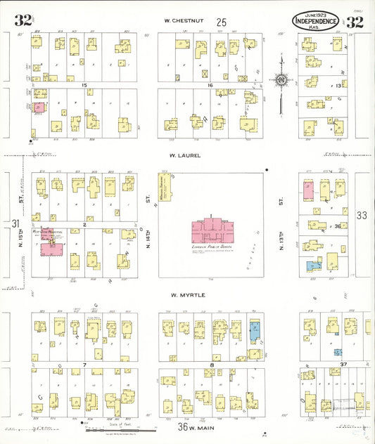 Sanborn Fire Insurance Map from Independence, Montgomery County, Kansas (1923), Sheet #0033 - Historic Sanborn Fire Insurance Map Print, vintage old map wall art, antique decor, genealogy gift, Kansas Kansas map