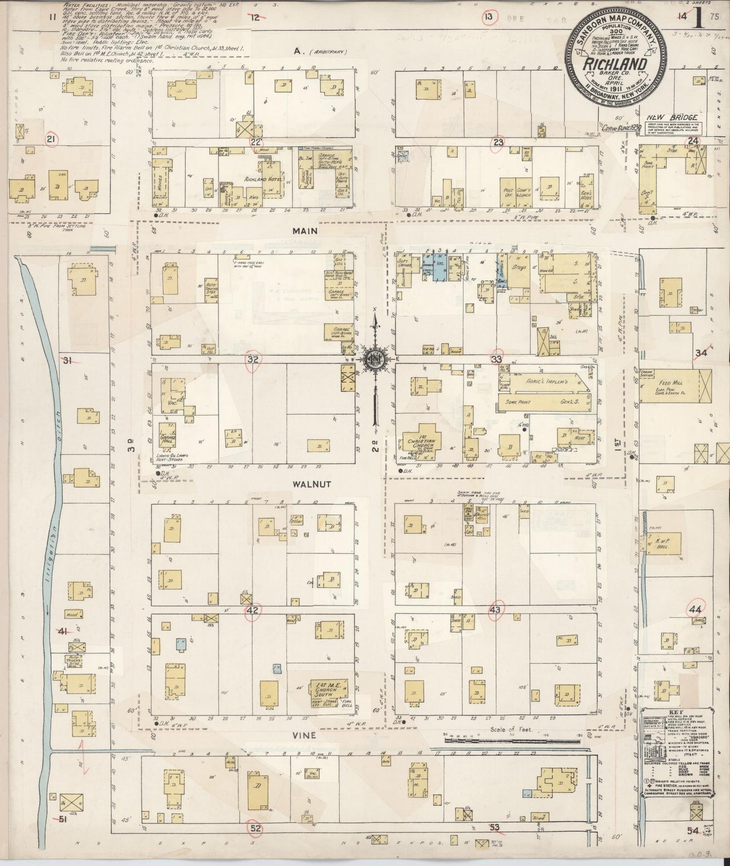 Sanborn Fire Insurance Map from Richland, Baker County, Oregon (1930), Sheet #0001 - Historic Sanborn Fire Insurance Map Print, vintage old map wall art, antique decor, genealogy gift, Oregon Oregon map