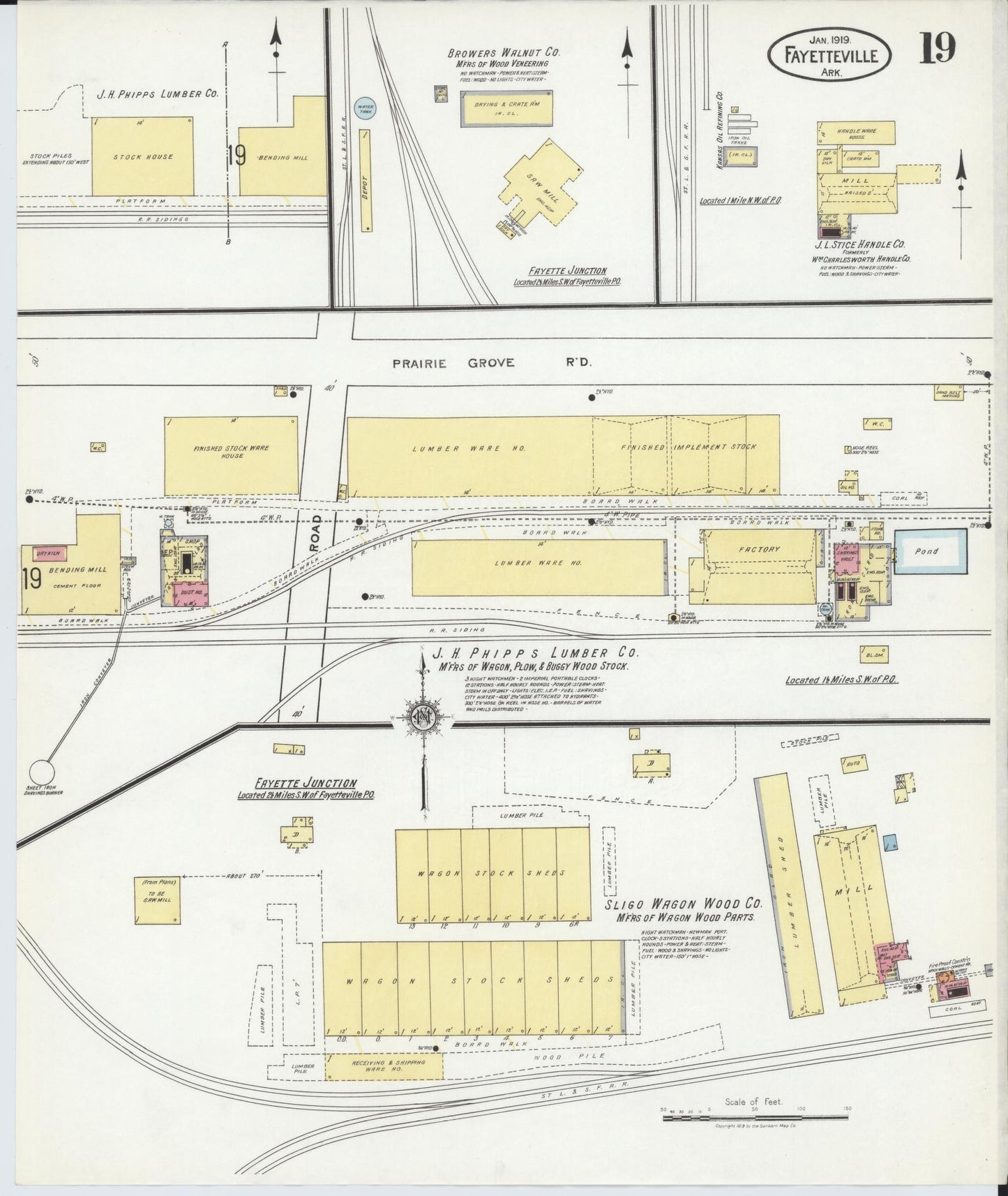Sanborn Fire Insurance Map from Fayetteville, Washington County, Arkansas (1919), Sheet #0019 - Historic Sanborn Fire Insurance Map Print, vintage old map wall art, antique decor, genealogy gift, Arkansas Arkansas map
