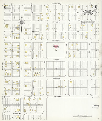 Sanborn Fire Insurance Map from Floydada, Floyd County, Texas (1925), Sheet #0006 - Historic Sanborn Fire Insurance Map Print, vintage old map wall art, antique decor, genealogy gift, Texas Texas map