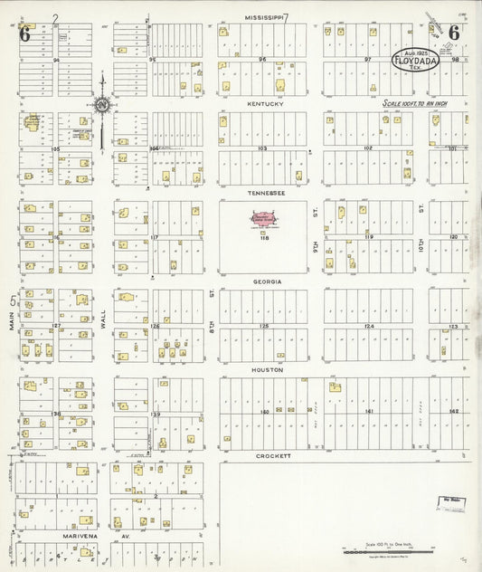 Sanborn Fire Insurance Map from Floydada, Floyd County, Texas (1925), Sheet #0006 - Historic Sanborn Fire Insurance Map Print, vintage old map wall art, antique decor, genealogy gift, Texas Texas map