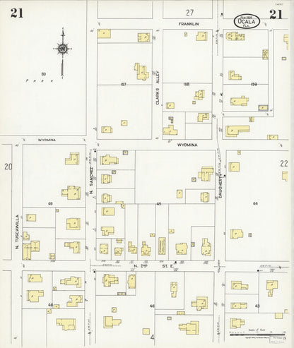 Sanborn Fire Insurance Map from Ocala, Marion County, Florida (1924), Sheet #0021 - Complete Map Set gallery image, historic Sanborn map, vintage wall art, Florida Florida