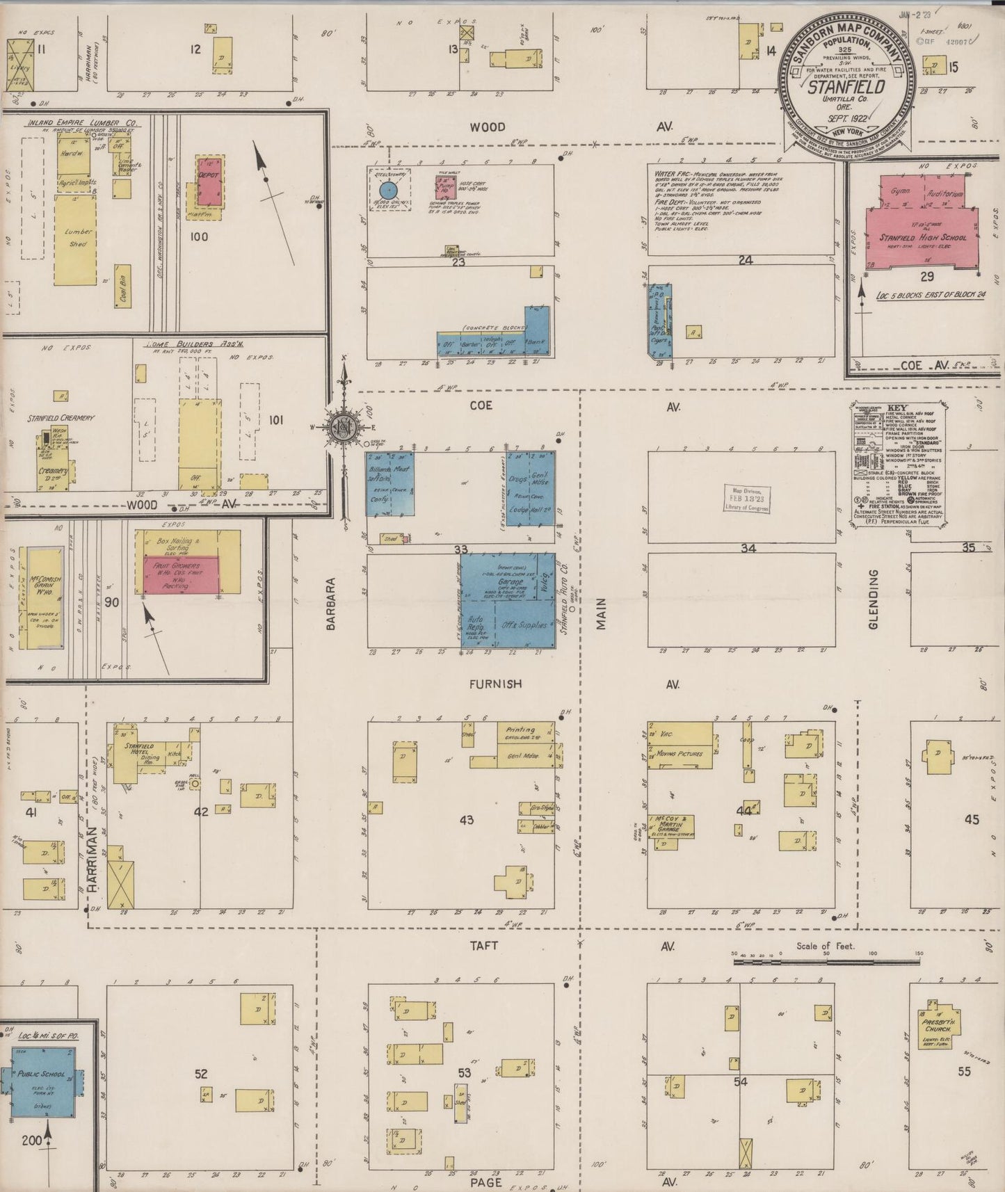 Sanborn Fire Insurance Map from Stanfield, Umatilla County, Oregon (1922), Sheet #0001 - Historic Sanborn Fire Insurance Map Print, vintage old map wall art, antique decor, genealogy gift, Oregon Oregon map