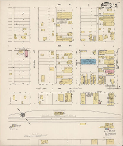 Sanborn Fire Insurance Map from Fosston, Polk County, Minnesota (1922), Sheet #0002 - Historic Sanborn Fire Insurance Map Print, vintage old map wall art, antique decor, genealogy gift, Minnesota Minnesota map