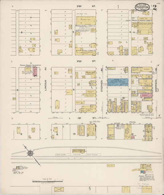 Sanborn Fire Insurance Map from Fosston, Polk County, Minnesota (1922), Sheet #0002 - Historic Sanborn Fire Insurance Map Print, vintage old map wall art, antique decor, genealogy gift, Minnesota Minnesota map