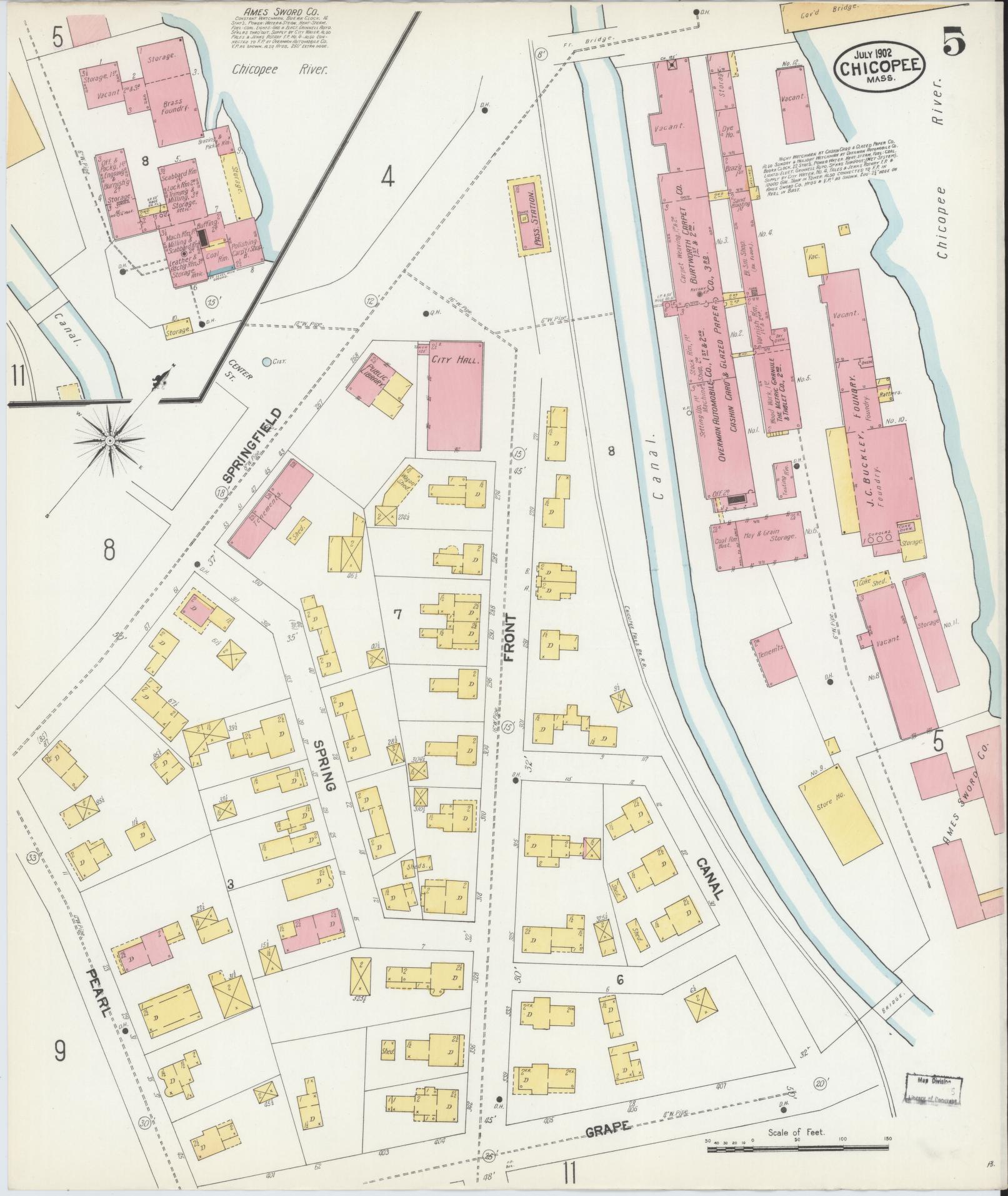 Sanborn Fire Insurance Map from Chicopee, Hampden County, Massachusetts (1902), Sheet #0005 - Complete Map Set gallery image, historic Sanborn map, vintage wall art, Massachusetts Massachusetts