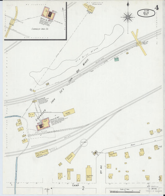 Sanborn Fire Insurance Map from Ely, Saint Louis County, Minnesota (1900), Sheet #0004 - Historic Sanborn Fire Insurance Map Print, vintage old map wall art, antique decor, genealogy gift, Minnesota Minnesota map