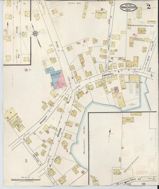 Sanborn Fire Insurance Map from Manchester, Essex County, Massachusetts (1941), Sheet #0002 - Historic Sanborn Fire Insurance Map Print, vintage old map wall art, antique decor, genealogy gift, Massachusetts Massachusetts map