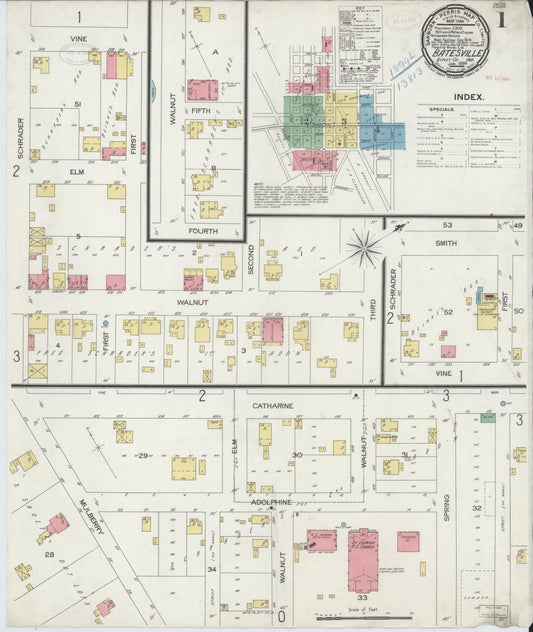 Sanborn Fire Insurance Map from Batesville, Ripley County, Indiana (1899), Sheet #0001 - Historic Sanborn Fire Insurance Map Print, vintage old map wall art, antique decor, genealogy gift, Indiana Indiana map