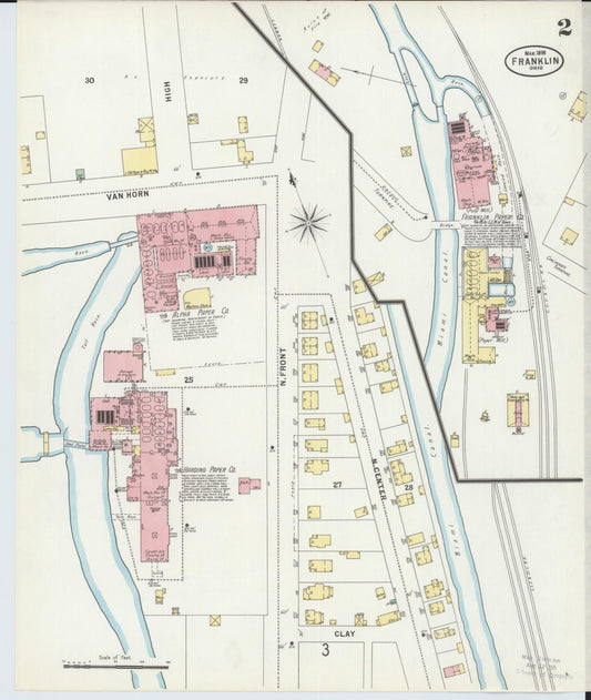 Sanborn Fire Insurance Map from Franklin, Warren County, Ohio (1898), Sheet #0002 - Historic Sanborn Fire Insurance Map Print, vintage old map wall art, antique decor, genealogy gift, Ohio Ohio map
