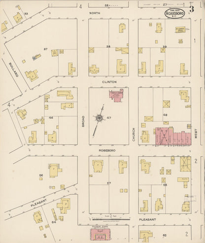 Sanborn Fire Insurance Map from Roseboro, Sampson County, North Carolina (1922), Sheet #0003 - Complete Map Set gallery image, historic Sanborn map, vintage wall art, North Carolina North Carolina