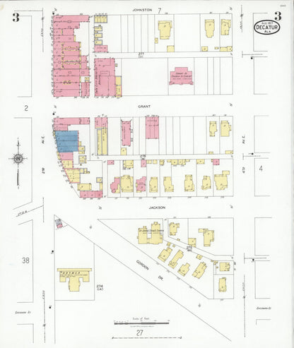 Sanborn Fire Insurance Map from Decatur, Morgan County, Alabama (1927), Sheet #0003 - Complete Map Set gallery image, historic Sanborn map, vintage wall art, Alabama Alabama
