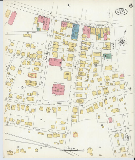 Sanborn Fire Insurance Map from Lead, Lawrence County, South Dakota (1903), Sheet #0006 - Historic Sanborn Fire Insurance Map Print, vintage old map wall art, antique decor, genealogy gift, South Dakota South Dakota map