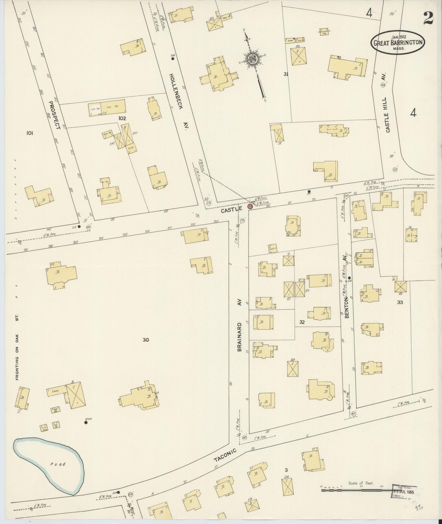 Sanborn Fire Insurance Map from Great Barrington, Berkshire County, Massachusetts (1912), Sheet #0002 - Historic Sanborn Fire Insurance Map Print, vintage old map wall art, antique decor, genealogy gift, Massachusetts Massachusetts map
