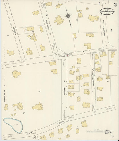 Sanborn Fire Insurance Map from Great Barrington, Berkshire County, Massachusetts (1912), Sheet #0002 - Historic Sanborn Fire Insurance Map Print, vintage old map wall art, antique decor, genealogy gift, Massachusetts Massachusetts map
