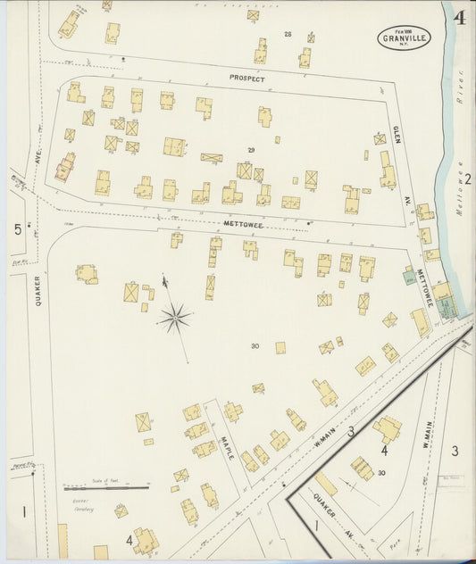Sanborn Fire Insurance Map from Granville, Washington County, New York (1898), Sheet #0004 - Historic Sanborn Fire Insurance Map Print, vintage old map wall art, antique decor, genealogy gift, New York New York map