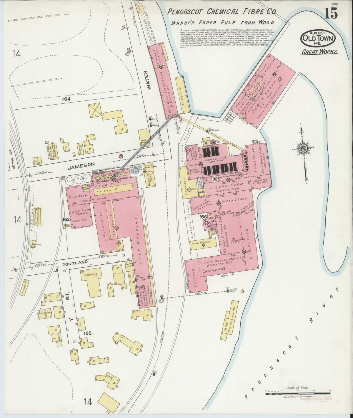Sanborn Fire Insurance Map from Old Town, Penobscot County, Maine (1921), Sheet #0015 - Complete Map Set gallery image, historic Sanborn map, vintage wall art, Maine Maine