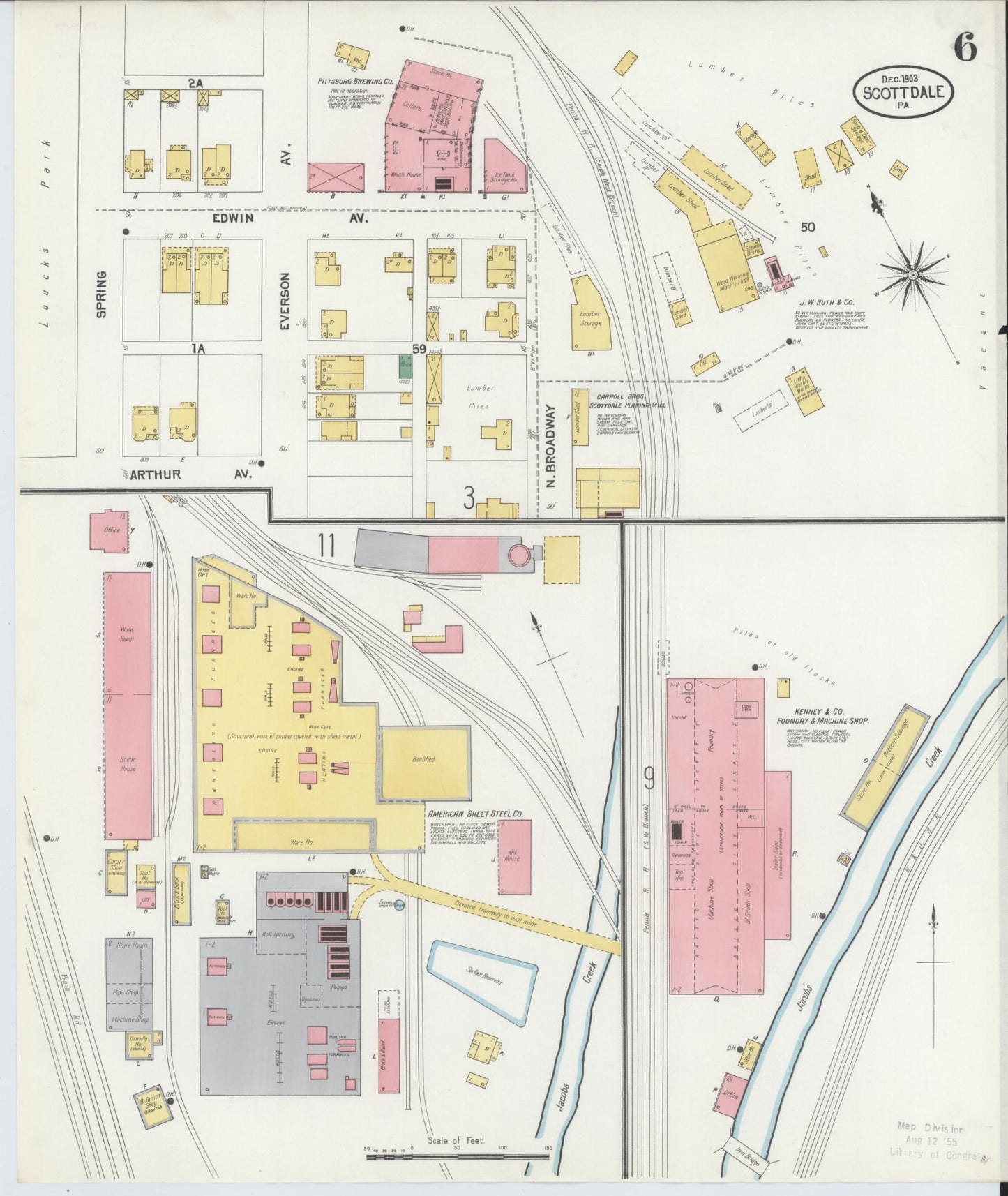 Sanborn Fire Insurance Map from Scottdale, Westmoreland County, Pennsylvania (1903), Sheet #0006 - Complete Map Set gallery image, historic Sanborn map, vintage wall art, Pennsylvania Pennsylvania