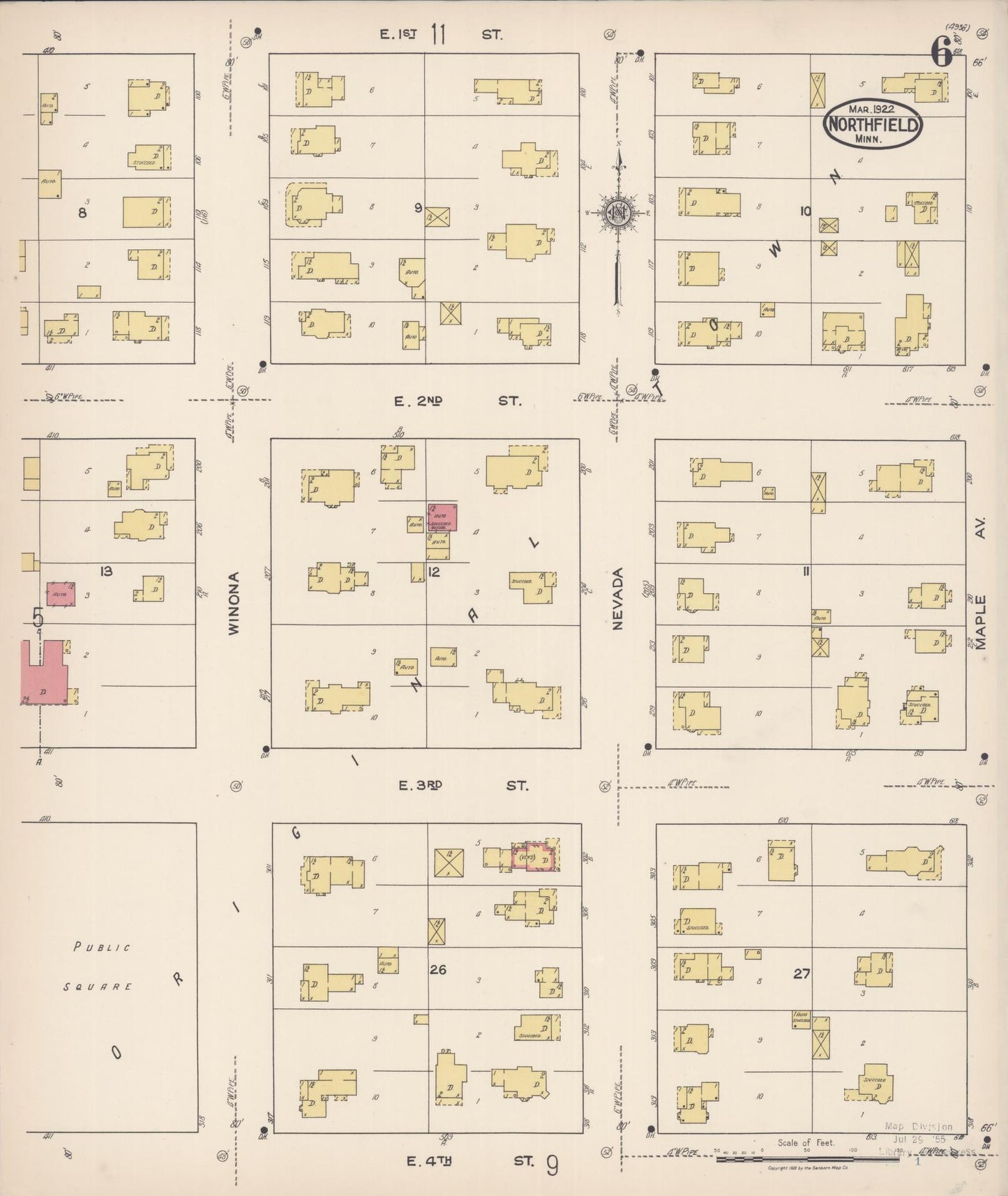 Sanborn Fire Insurance Map from Northfield, Rice County, Minnesota (1922), Sheet #0006 - Complete Map Set gallery image, historic Sanborn map, vintage wall art, Minnesota Minnesota