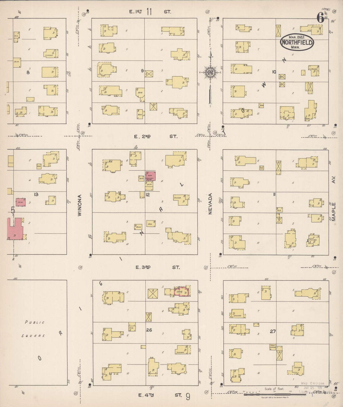 Sanborn Fire Insurance Map from Northfield, Rice County, Minnesota (1922), Sheet #0006 - Complete Map Set gallery image, historic Sanborn map, vintage wall art, Minnesota Minnesota