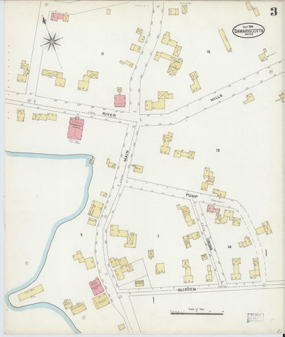 Sanborn Fire Insurance Map from Damariscotta, Lincoln County, Maine (1904), Sheet #0003 - Complete Map Set gallery image, historic Sanborn map, vintage wall art, Maine Maine