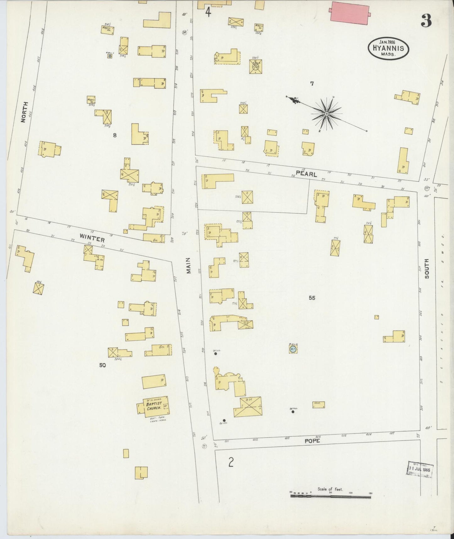 Sanborn Fire Insurance Map from Hyannis, Barnstable County, Massachusetts (1906), Sheet #0003 - Complete Map Set gallery image, historic Sanborn map, vintage wall art, Massachusetts Massachusetts