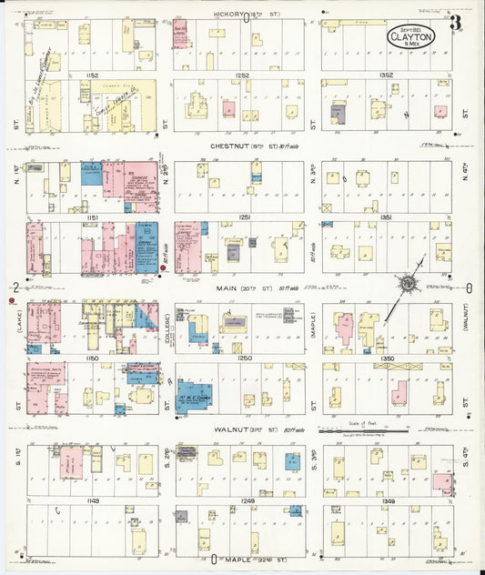 Sanborn Fire Insurance Map from Clayton, Union County, New Mexico (1921), Sheet #0003 - Historic Sanborn Fire Insurance Map Print, vintage old map wall art, antique decor, genealogy gift, New Mexico New Mexico map