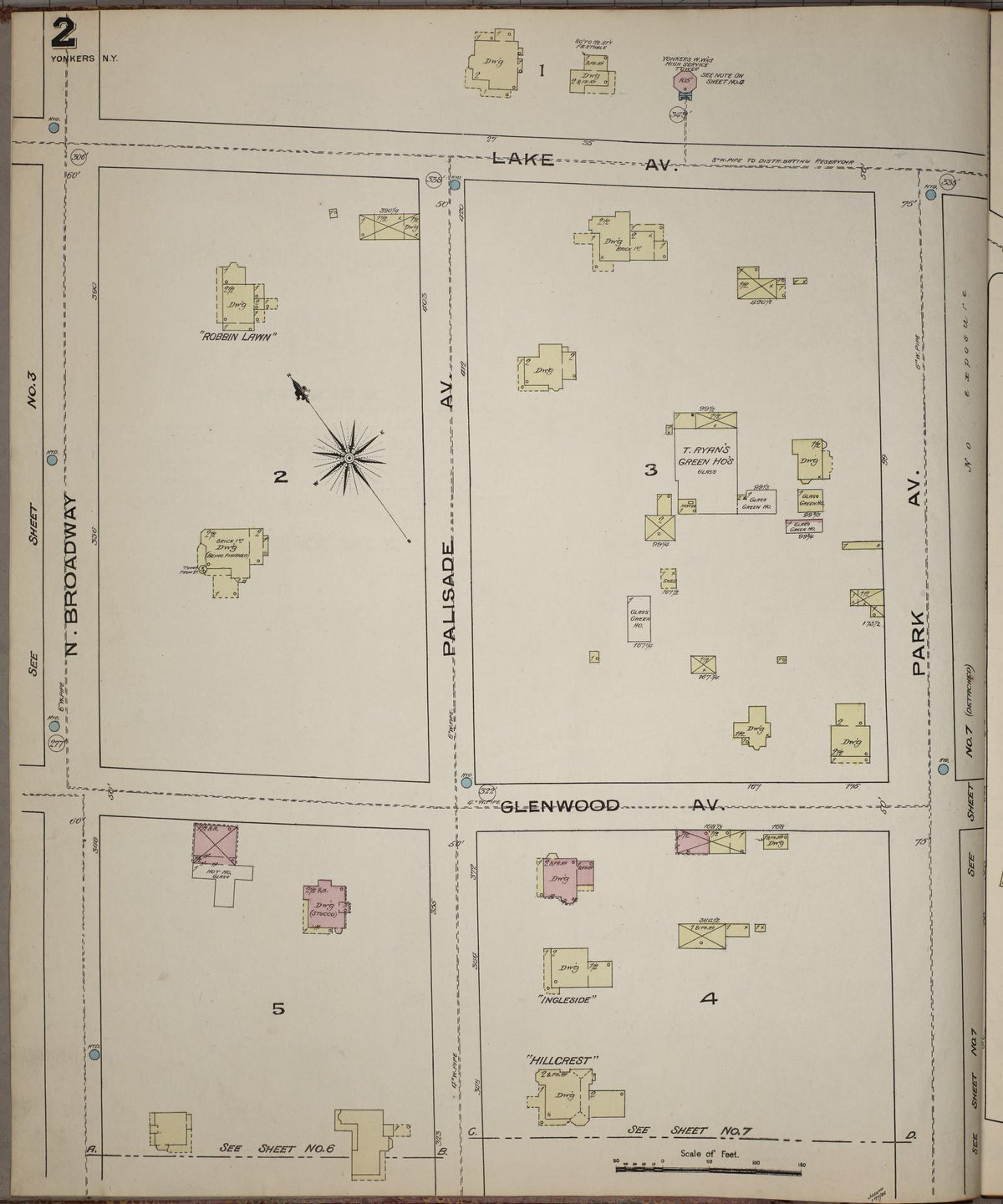 Sanborn Fire Insurance Map from Yonkers, Westchester County, New York (1886), Sheet #0002 - Historic Sanborn Fire Insurance Map Print, vintage old map wall art, antique decor, genealogy gift, New York New York map