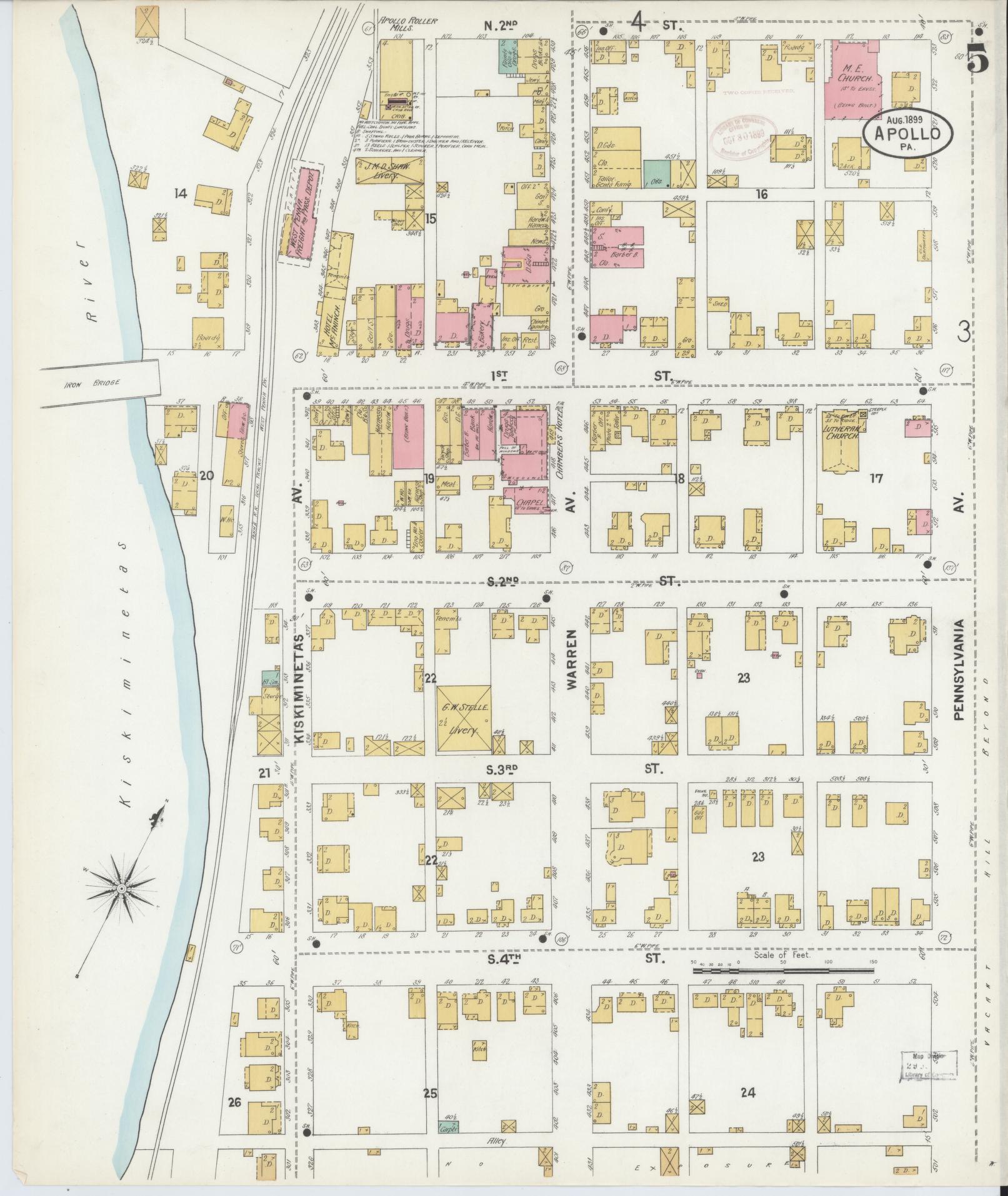 Sanborn Fire Insurance Map from Apollo, Armstrong County, Pennsylvania (1899), Sheet #0005 - Historic Sanborn Fire Insurance Map Print, vintage old map wall art, antique decor, genealogy gift, Pennsylvania Pennsylvania map