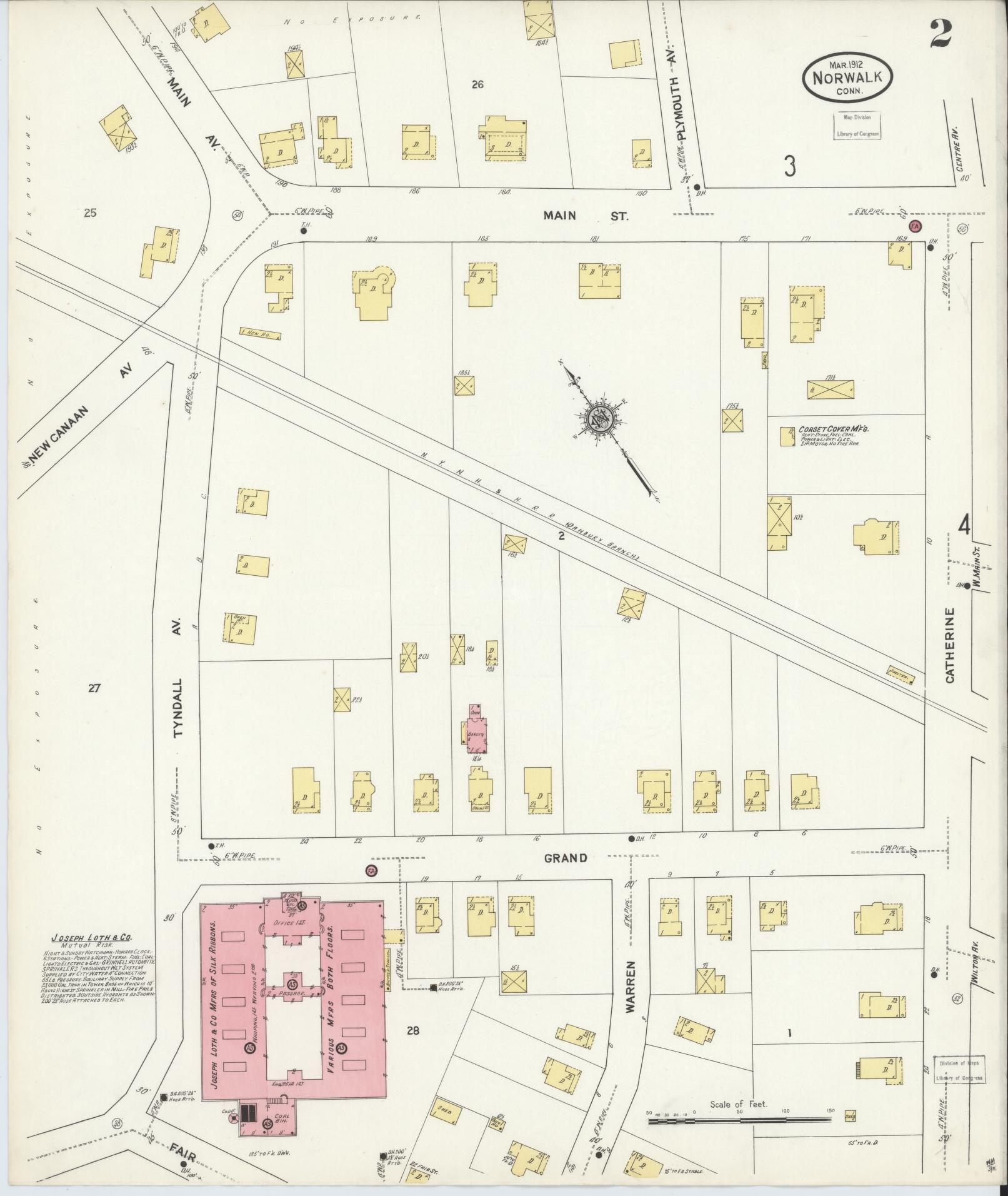 Sanborn Fire Insurance Map from Norwalk, Fairfield County, Connecticut (1912), Sheet #0002 - Historic Sanborn Fire Insurance Map Print, vintage old map wall art, antique decor, genealogy gift, Connecticut Connecticut map