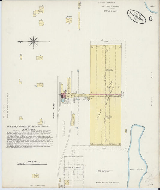 Sanborn Fire Insurance Map from Fremont, Dodge County, Nebraska (1888), Sheet #0006 - Historic Sanborn Fire Insurance Map Print, vintage old map wall art, antique decor, genealogy gift, Nebraska Nebraska map