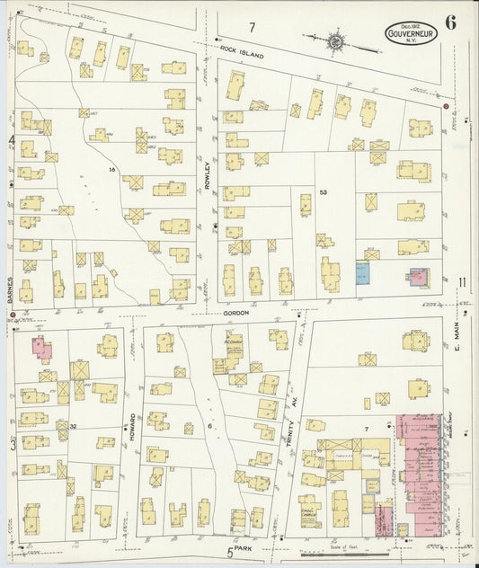 Sanborn Fire Insurance Map from Gouverneur, Saint Lawrence County, New York (1912), Sheet #0006 - Historic Sanborn Fire Insurance Map Print, vintage old map wall art, antique decor, genealogy gift, New York New York map