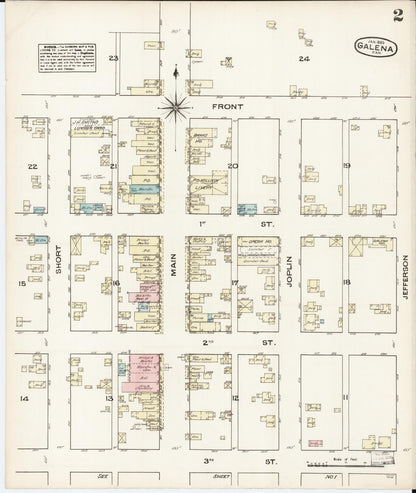 Sanborn Fire Insurance Map from Galena, Cherokee County, Kansas (1885), Sheet #0002 - Complete Map Set gallery image, historic Sanborn map, vintage wall art, Kansas Kansas