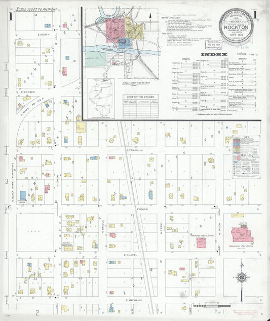 Sanborn Fire Insurance Map from Rockton, Winnebago County, Illinois (1939), Sheet #0001 - Complete Map Set gallery image, historic Sanborn map, vintage wall art, Illinois Illinois