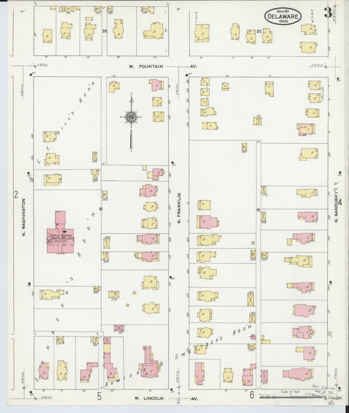 Sanborn Fire Insurance Map from Delaware, Delaware County, Ohio (1911), Sheet #0003 - Complete Map Set gallery image, historic Sanborn map, vintage wall art, Sanborn Fire Insurance Map from Delaware Delaware