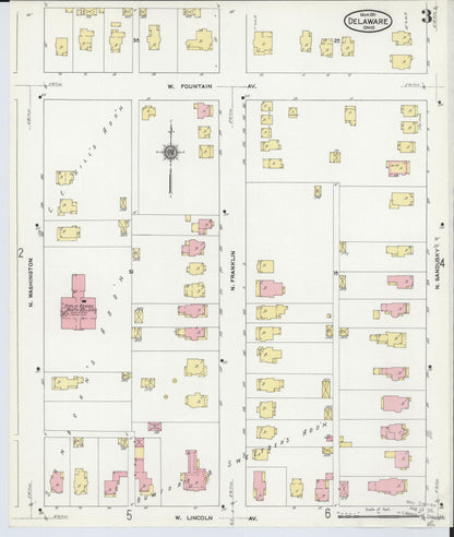 Sanborn Fire Insurance Map from Delaware, Delaware County, Ohio (1911), Sheet #0003 - Complete Map Set gallery image, historic Sanborn map, vintage wall art, Sanborn Fire Insurance Map from Delaware Delaware