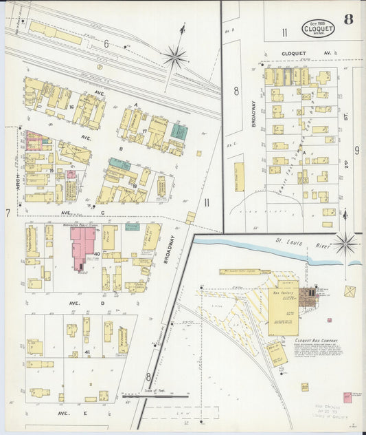 Sanborn Fire Insurance Map from Cloquet, Carlton County, Minnesota (1905), Sheet #0008 - Historic Sanborn Fire Insurance Map Print, vintage old map wall art, antique decor, genealogy gift, Minnesota Minnesota map