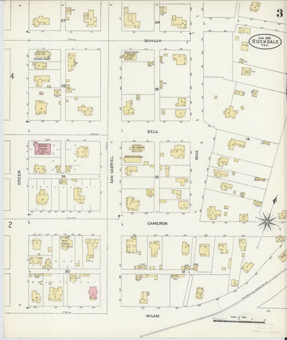 Sanborn Fire Insurance Map from Rockdale, Milam County, Texas (1906), Sheet #0003 - Complete Map Set gallery image, historic Sanborn map, vintage wall art, Texas Texas