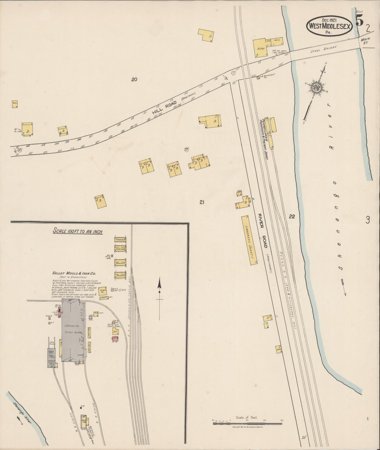 Sanborn Fire Insurance Map from West Middlesex, Mercer County, Pennsylvania (1921), Sheet #0005 - Complete Map Set gallery image, historic Sanborn map, vintage wall art, Pennsylvania Pennsylvania