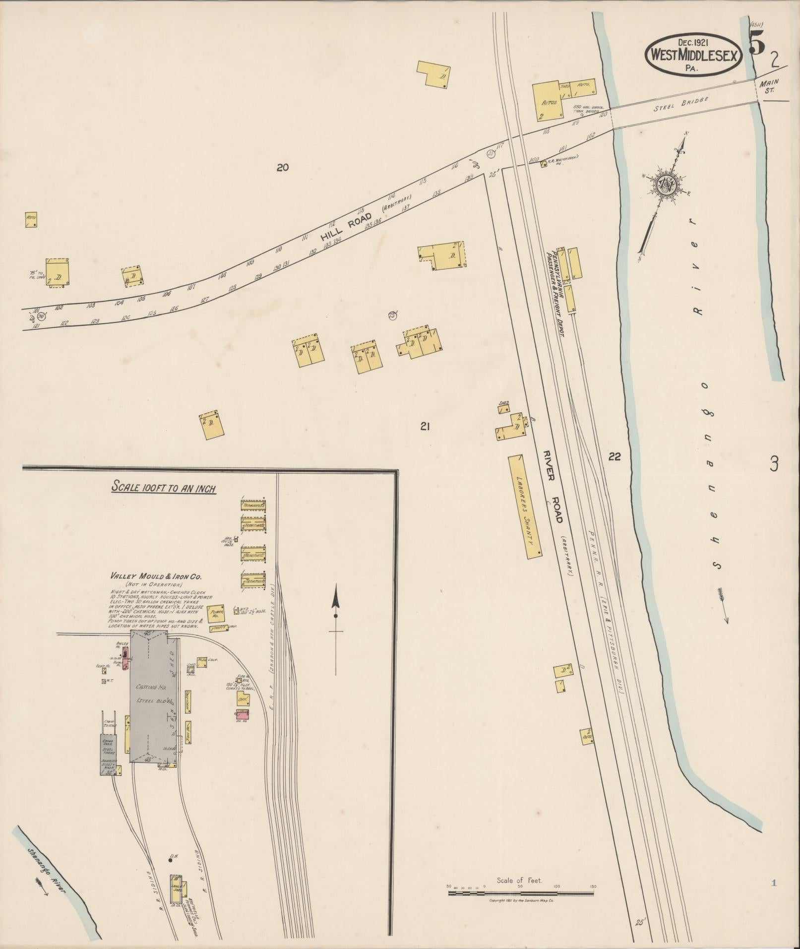 Sanborn Fire Insurance Map from West Middlesex, Mercer County, Pennsylvania (1921), Sheet #0005 - Complete Map Set gallery image, historic Sanborn map, vintage wall art, Pennsylvania Pennsylvania