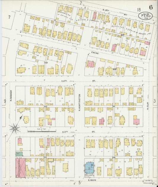 Sanborn Fire Insurance Map from Peru, Miami County, Indiana (1906), Sheet #0006 - Historic Sanborn Fire Insurance Map Print, vintage old map wall art, antique decor, genealogy gift, Indiana Indiana map
