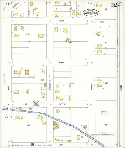 Sanborn Fire Insurance Map from San Luis Obispo, San Luis Obispo County, California (1909), Sheet #0024 - Complete Map Set gallery image, historic Sanborn map, vintage wall art, California California