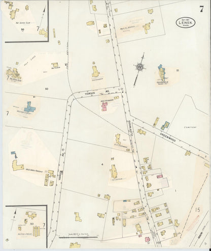Sanborn Fire Insurance Map from Lenox, Berkshire County, Massachusetts (1939), Sheet #0007 - Complete Map Set gallery image, historic Sanborn map, vintage wall art, Massachusetts Massachusetts