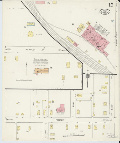 Sanborn Fire Insurance Map from Salem, Columbiana County, Ohio (1915), Sheet #0017 - Complete Map Set gallery image, historic Sanborn map, vintage wall art, Ohio Ohio