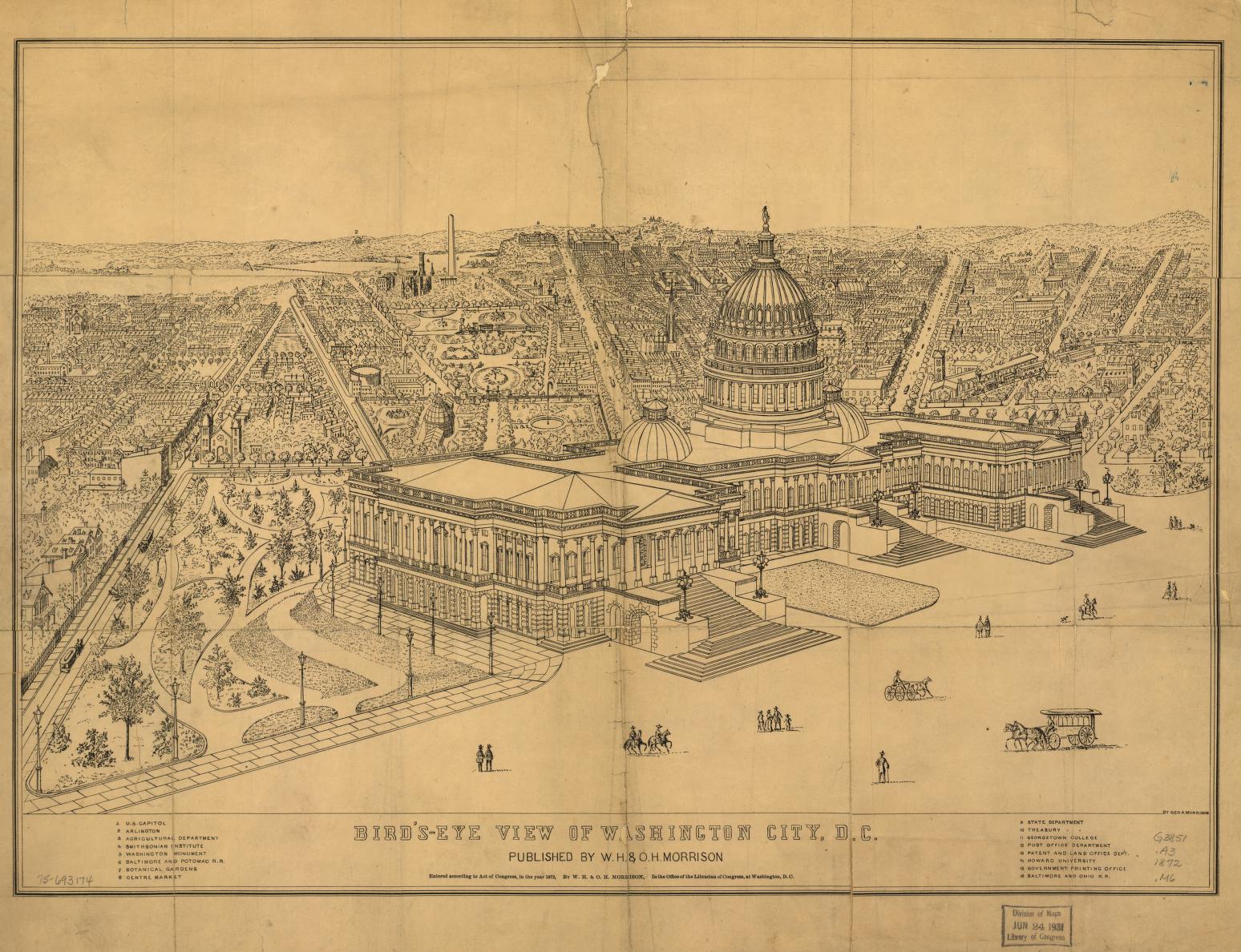 Bird's-eye-view of Washington City, D.C. (1872) – Historic Bird’s-Eye View Panorama Print