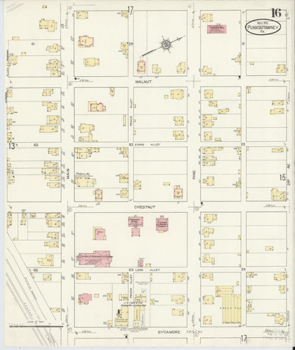 Sanborn Fire Insurance Map from Punxsutawney, Jefferson County, Pennsylvania (1912), Sheet #0016 - Historic Sanborn Fire Insurance Map Print, vintage old map wall art, antique decor, genealogy gift, Pennsylvania Pennsylvania map