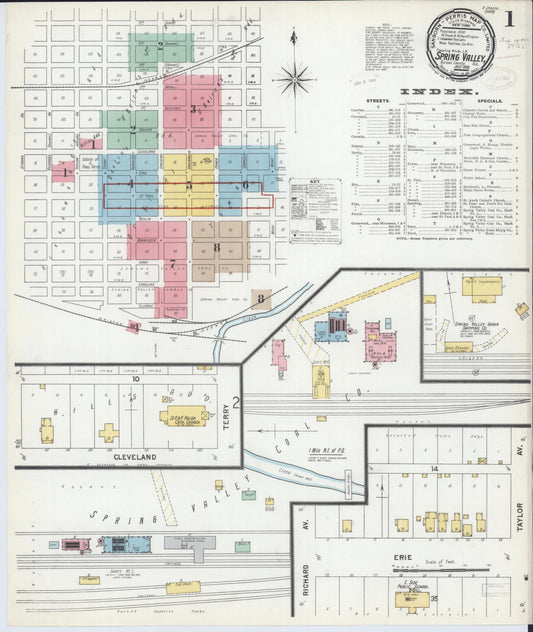 Sanborn Fire Insurance Map from Spring Valley, Bureau County, Illinois (1899), Sheet #0001 - Complete Map Set gallery image, historic Sanborn map, vintage wall art, Illinois Illinois
