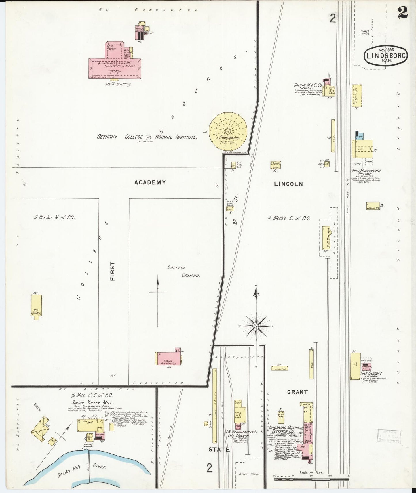 Sanborn Fire Insurance Map from Lindsborg, Mcpherson County, Kansas (1896), Sheet #0002 - Historic Sanborn Fire Insurance Map Print, vintage old map wall art, antique decor, genealogy gift, Kansas Kansas map