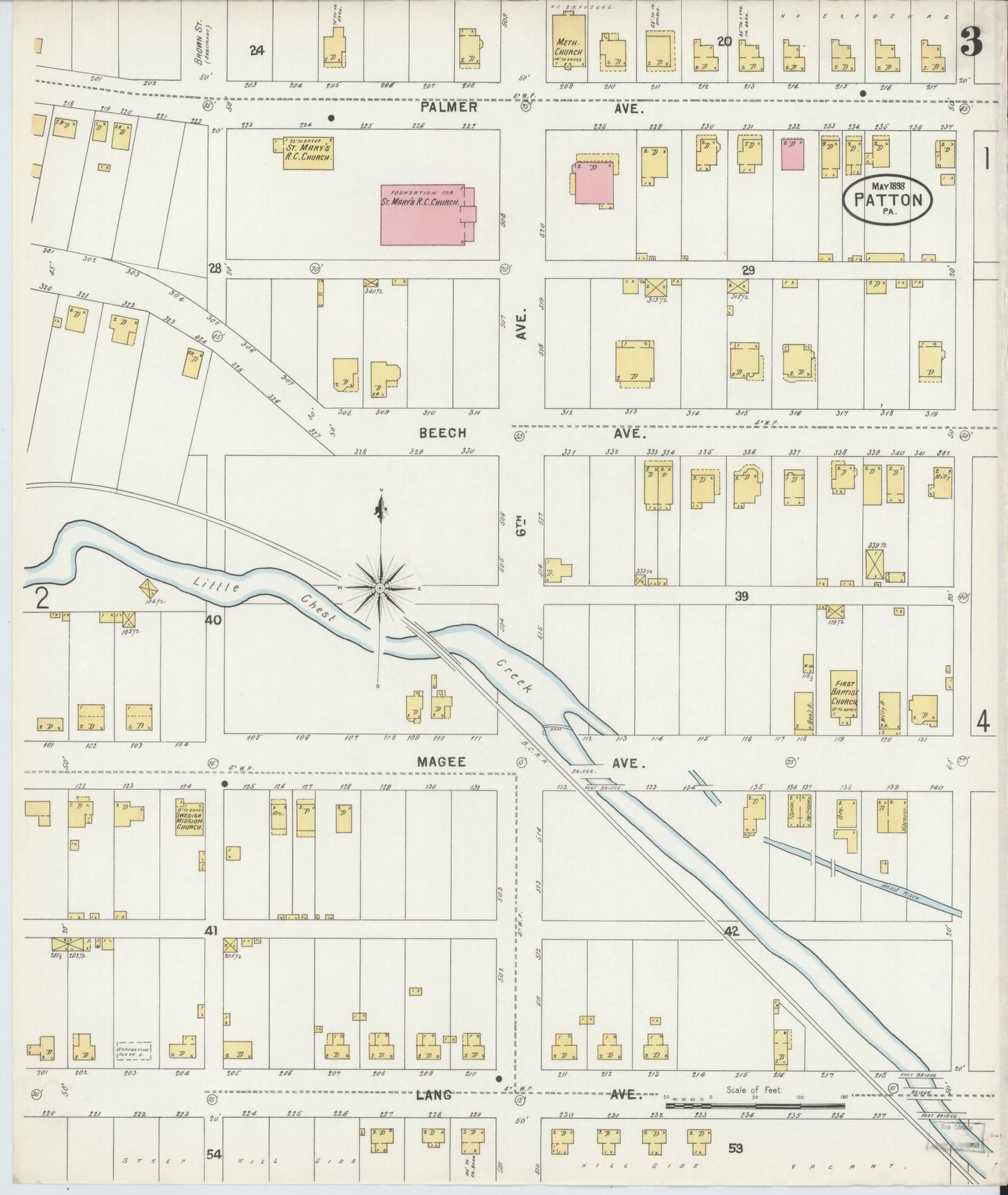 Sanborn Fire Insurance Map from Patton, Cambria County, Pennsylvania (1898), Sheet #0003 - Complete Map Set gallery image, historic Sanborn map, vintage wall art, Pennsylvania Pennsylvania
